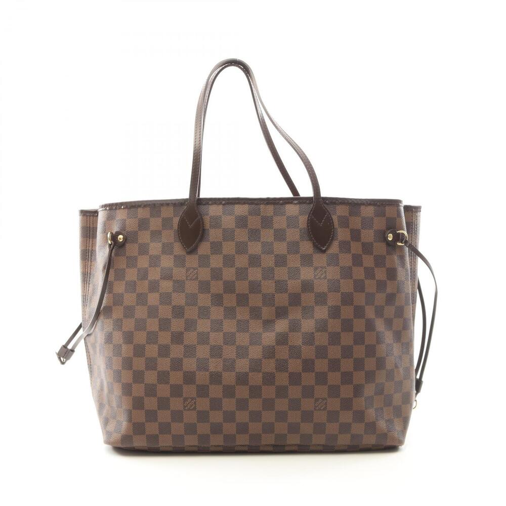 Louis Vuitton Neverfull Damier Tote Bag Canvas Leather Ebene Brown